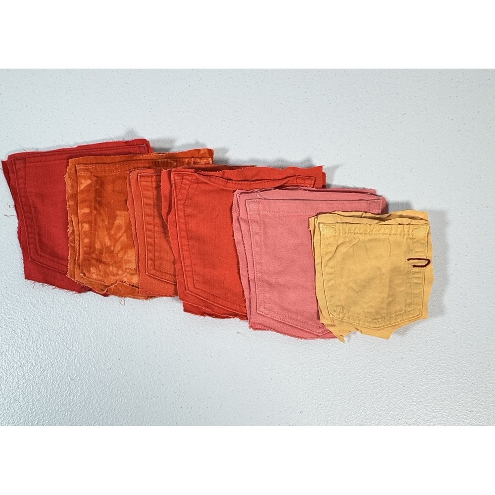 Denim Back Pockets for Crafts Orange 6 Pairs